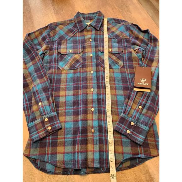 NWT Ariat Retro Fit Pearl snap men Small plaid longsleeve chest pocket embroider - Picture 5 of 11